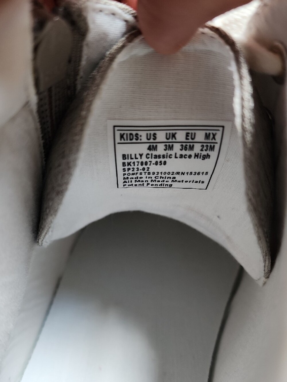 BILLY FOOTWEAR Kids High-Top Sneakers in Light Gray - Casual Lace-Up Comfort - Picture 5 of 5